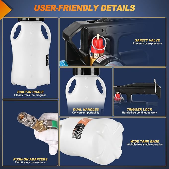 GOOACC Transmission Fluid Pump Kit 6L Automotive Pneumatic Oil Fluid Extractor ATF Refill Dispenser Transfer Pump with 15 ATF Filler Adapters 1.6 Gal 2 Ways Vacuum Fluid Evacuator Oil Change Tool Set