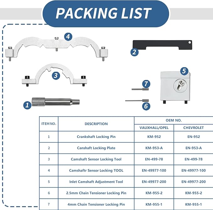 Turbo Engine Timing Tool Kit Engine Camshaft Alignment Tool Set Fits for 1.0 1.2 1.4L Chevy Cruze Aveo Orlando Vauxhall Opel