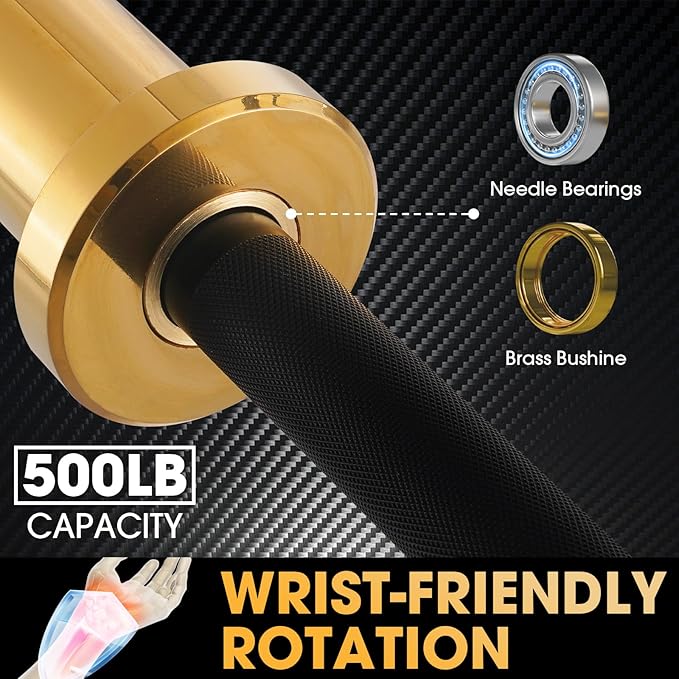 Mikolo 7ft Olympic Barbell, Barbell for Weightlifting and Powerlifting 45lb, Olympic Bar for 1500lbs Capacity, Weight Bar Fit 2” Standard Weights