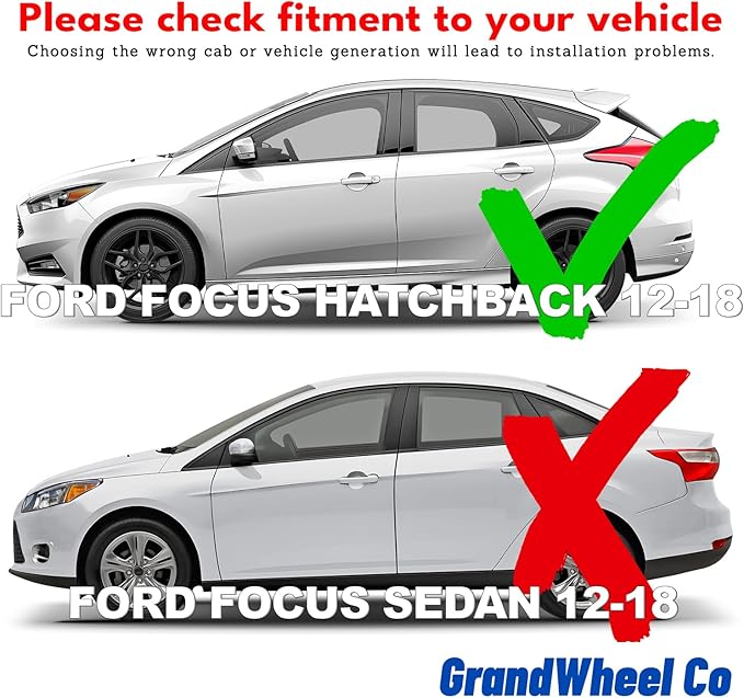 Window Deflectors Smoke Tinted Tape-On Side Window Vent Visor Deflectors Rain Guards Compatible with Ford Focus 2012-2018 Hatchback - 4pcs. GW0934