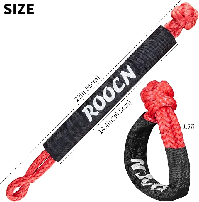 Soft Shackle,Synthetic Soft Shackle 0.8" X 24" Light Weight (56,000 LBS Breaking Strength) with Extra Sleeves for ATV Sailing SUV Off Road Towing