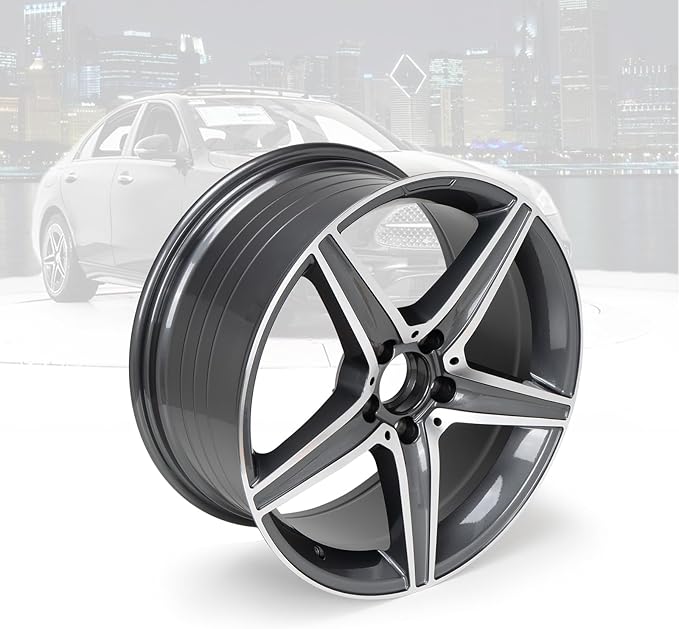 New 18" x 8.5" Aluminum Alloy Replacement for OE Wheel Rim Compatible with E-Class 2014–2017 E250 / E300 / E350 –Fits for Front and Rear Wheel, Machined Gray, 2 Sets