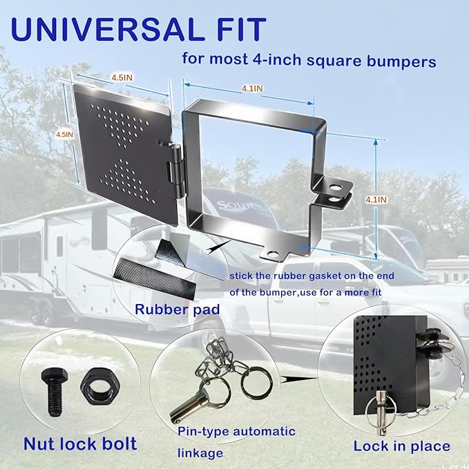 2 Pack RV Bumper End Cap, Premium Steel RV Bumper Cap, Fits Standard 4-Inch Square Camper Bumpers, No-Insect Vent Holes, Secure Sewer Hose Storage, Travel Trailer Must-Have