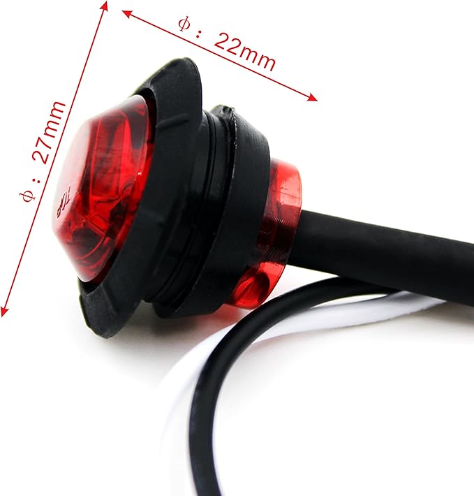 KEING 10 Pack Round 3/4 Inch Red LED Side Marker Light Indicator Light Side Marker Light for Truck Trailer RV Cab Boat Bus Lorry LED Button Marker Light Clearance Light, 5 Years Warranty