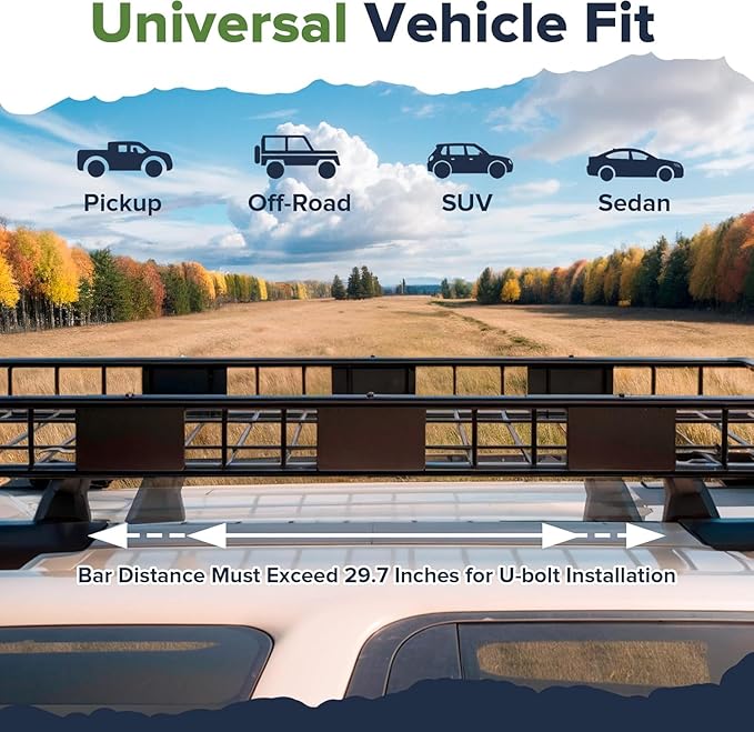 ARKSEN 64 x 39 x 5 Inch Universal Roof Rack with Waterproof Bag, Cargo Net & 2 Ratchet Straps - Upgrade 150Lbs Capacity Heavy Duty Rooftop Cargo Carrier with Extension for Car, SUV & Pickup