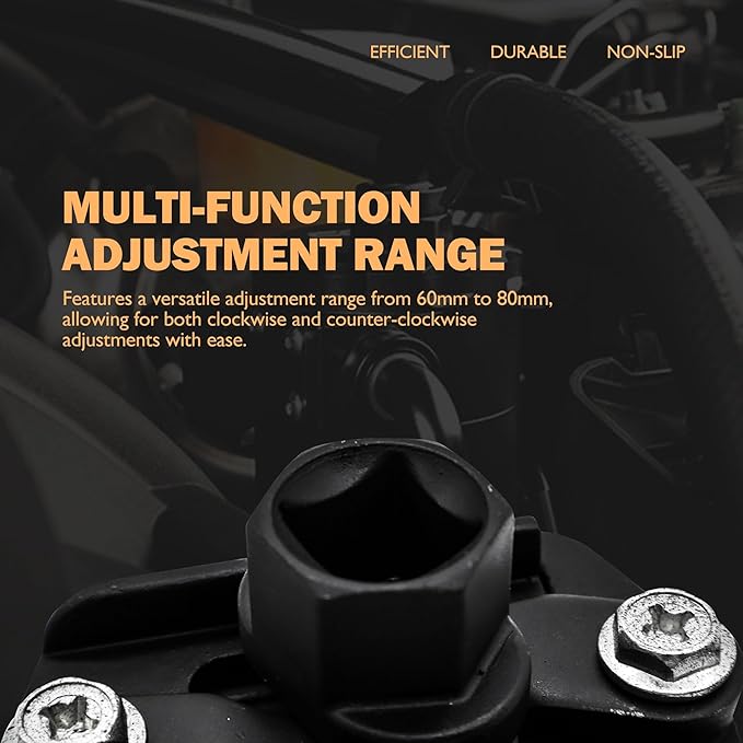 Universal Adjustable Oil Filter Wrench Removal Tool 2.36-3.15 inch (60mm-80mm) 1/2" Drive