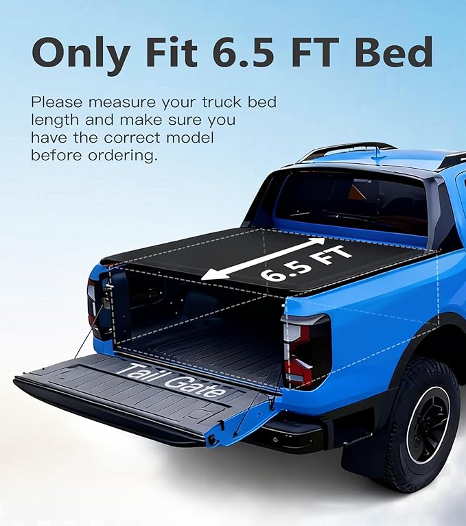 PM Auto Soft Roll Up Bed Cover Replacement for 2015 2024 Ford F-150 6.5 Ft (78") Bed