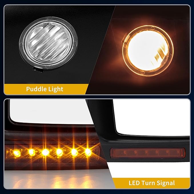 DWVO Towing Mirror fit 2004-2006 Ford F150 Series Pickup With Power Heated LED Turn Signal Puddle Light Tow Mirrors