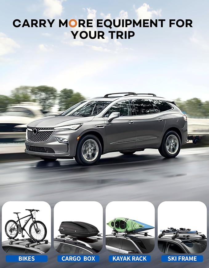 Roof Rack Cross Bars 220lbs Compatible with Buick Enclave 2018-2025 (with Flush Side Rails),Heavy Duty All-Metal Aluminum Crossbar Luggage Racks Roof Rails Rooftop Canoe Accessories