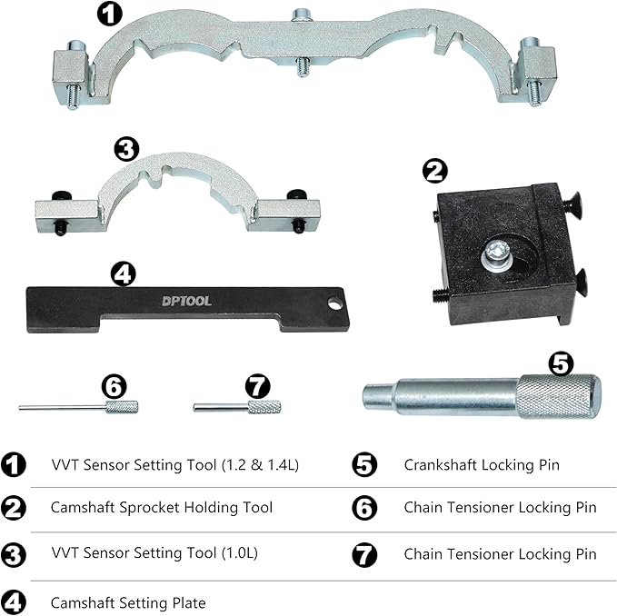 DPTOOL Turbo Engine Timing Tool Kit Compatible with Chevy Vauxhall Opel Aveo Cruze Orlando 1.0 1.2 1.4 Engine 2009-2020 Camshaft Locking Tool Set