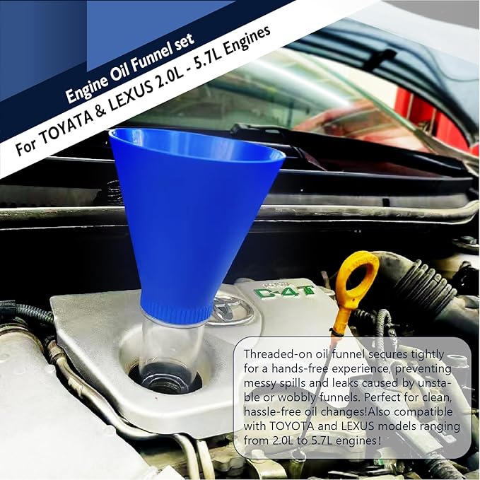 Oil Change Kit with Magnetic Drain Plug & Oil Filter for Toyota/Lexus 2.0L-5.7L 64mm Filter Wrench, Drain Tool, Oil Funnel,Gloves