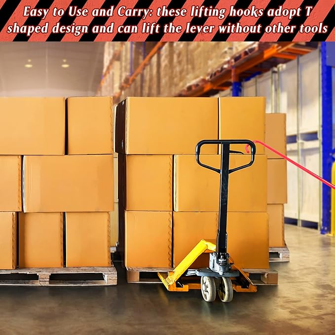 Zonon 4 Pack 31" Red Fifth Wheel Puller 5th Wheel Pin Puller for Semi Truck Cotter Spring Pulling Tool Solid Steel Dock Hooks Portable Type Lifting J Hook for Pulling Storm Drain Manhole Covers