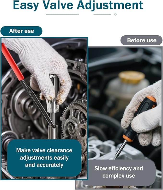 10mm Valve Adjustment Tool Jam Nut, with Angled Feeler Gauge, Slotted Valve Grinding Lapping Tool, Jam Nuts with Window Cut Out for Positioning, for Honda Toyota and Other Japanese Auto Vehicle Engine