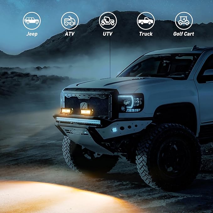Nilight 6.5Inch Off-Road LED Light Bar, 2PCS 120W 3 Lighting Modes (White/Amber/White&Amber) Driving Fog Light Spot Flood Lights with 18AWG Wiring Harness for Truck Car ATV SUV Jeep Boat