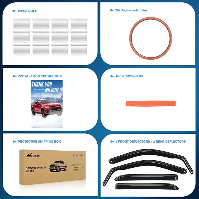 Nilight in-Channel Rain Guards for Dodge Ram 2500 3500 Crew Cab 2019 2020 2021 2022 2023 2024, Vent Window Visors, Original Window Deflectors-4PCS