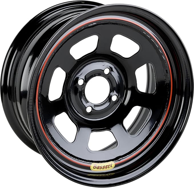 Bassett 15X7 DOT D-Hole 4x100 mm 4" BS Black Wheel w/Valve Stems