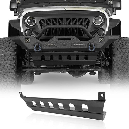 u-Box Wrangler Front Armor Cover Skid Plate Texured Black Steel for Jeep Wrangler JK 2007-2018 2/4 Door