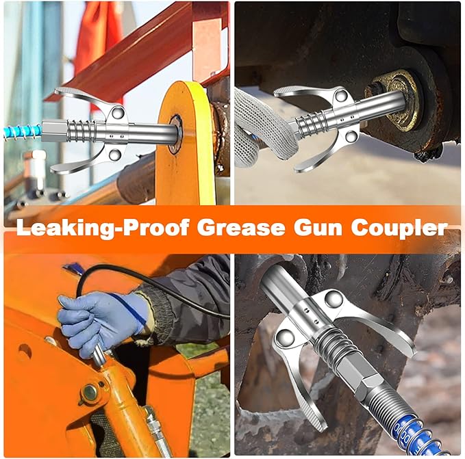 Grease Gun Coupler, Grease Joint Fittings, 12000PSI High Pressure Grease Nozzle Fittings, Compatible With All 1/8" NPT Grease Guns, For greasing all machinery and equipment filling