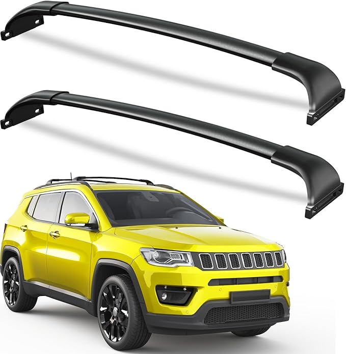 Roof Rack Cross Bars 220lbs Compatible with Jeep Compass 2018-2025,Heavy Duty All-Metal Aluminum Roof Rails Crossbars Cargo Canoe Black Rooftop Cargo Carrier Luggage.