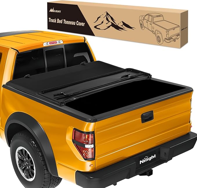 Nilight Soft Tri-fold Truck Bed Tonneau Cover Compatible with Ford F150 2004 2005 2006 2007 2008 2009 2010 2011 2012 2013 2014-5.5ft