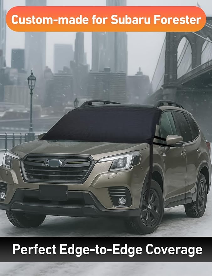 EcoNour Car Snow Cover Compatible for Subaru Forester | Windshield Cover for Ice and Snow with S-Hook Straps | Heavy-Duty 600D Oxford Winter Car Cover, Waterproof & Anti-Slip