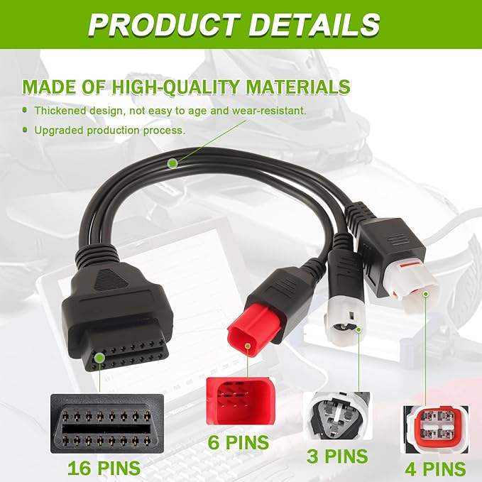 3-in-1 OBD2 Diagnostic Adapter Cable 3Pin+4Pin+6Pin to 16Pin Multiple Select Diagnostic Connector Fit for Yamaha Kline Euro5 Motorcycle Honda CRF KTM