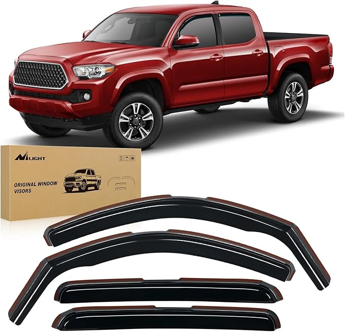 Nilight in Channel Rain Guards for Tacoma 2005 2006 2007 2008 2009 2010 2011 2012 2013 2014 2015 Double Cab Original Window Deflectors, Vent Window Visors-4PCS