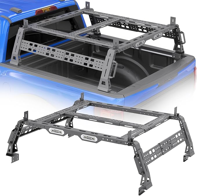 Extendable Overland Truck Bed Cargo Rack with Grab Handle, 18.5"-27.5" Heavy Duty High Bed Rack for Ford F-Series, for Silverado & Sierra & Ram 1500/2500/3500, for Jeep Gladiator JT, for Titan Tundra