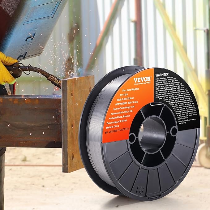 VEVOR Flux Core Welding Wire, E71T-GS 0.035-inch 10LBS, Gasless Mild Steel MIG Welding Wire with Low Splatter for All Position Arc Welding and Outdoor Use