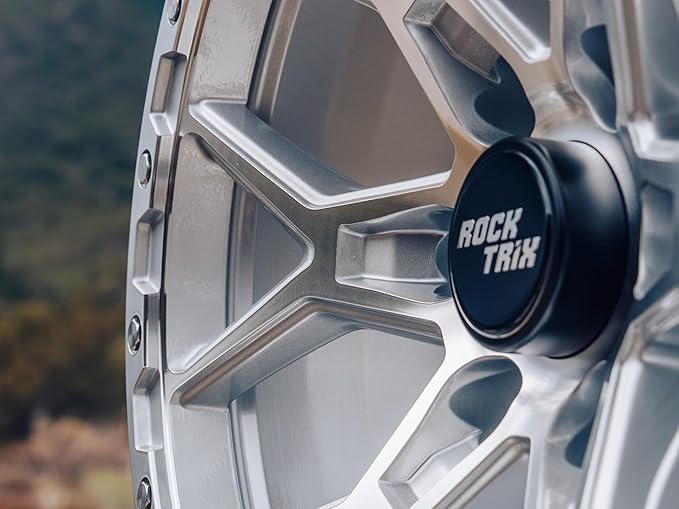 RockTrix RT107 17 inch Wheel Compatible with Chevrolet Colorado Silverado 1500 6x5.5" (6x139.7) Bolt Pattern, 17x9 (-12 Offset, 4.5 Backspace) Also Fits GMC Canyon Sierra 1500, Silver