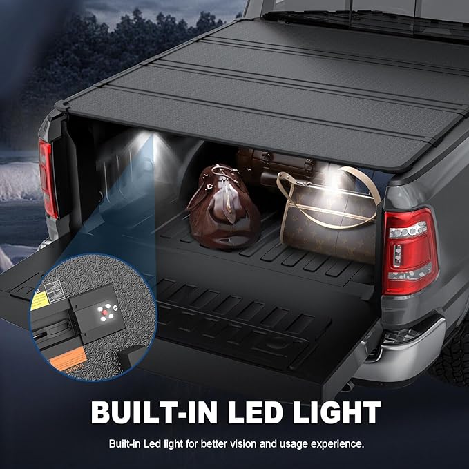 Hard 4 Fold Truck Bed Tonneau Cover for 2019-2025 Silverado 1500 2500HD 3500HD 5.8 Ft Bed, All Weather