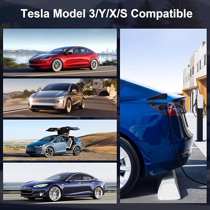 2025 Upgraded J1772 to Tesla Adapter, Max 80A 240V, Compatible with Model 3/S/X/Y, Supports Level 1 & 2 AC Charging, Works with J1772 Connectors [for Tesla Vehicles Only]