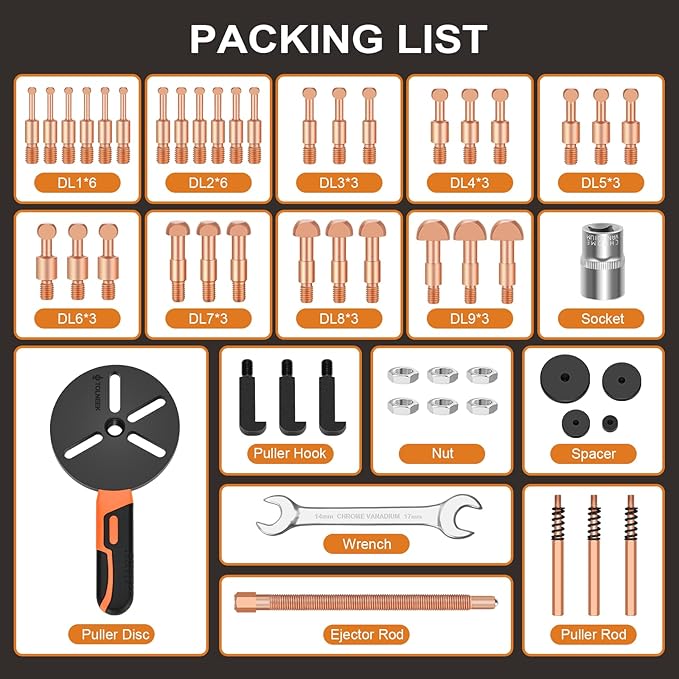 55-in-1 Bearing Puller Kit, Wheel Bearing Removal Tool & Blind Bearing Puller Set, Heavy-Duty Inner/Outer Bearing Separator for Industrial, Includes 12 Sizes Extractor & Portable Case