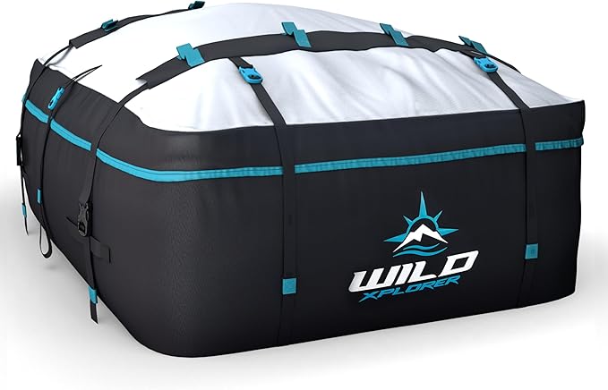 Rooftop Cargo Carrier - 15 Cubic Feet (L), Waterproof Soft Shell Car Roof Cargo Carrier, Heavy Duty Car Top Luggage Cargo Bag with Patented Door Hooks and Non-Slip Mat