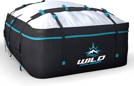 Rooftop Cargo Carrier - 15 Cubic Feet (L), Waterproof Soft Shell Car Roof Cargo Carrier, Heavy Duty Car Top Luggage Cargo Bag with Patented Door Hooks and Non-Slip Mat