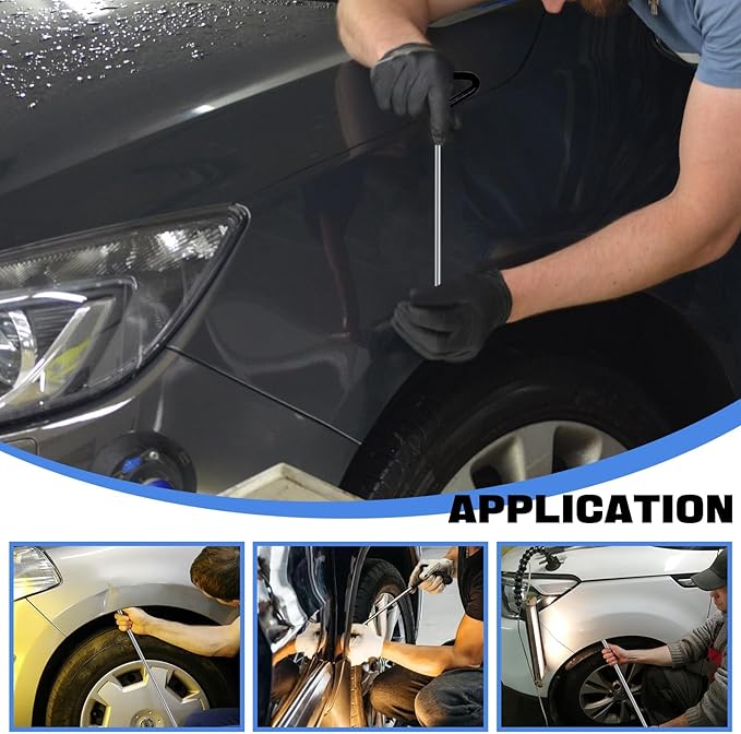 Car Dent Removal Rod Tools,Paintless Dent Repair Kit with 6 Pcs Stainless Steel Rods and 22Pcs Tips,Dent Repair Rods for Car Dents Door Dings and Hail Damage Removal