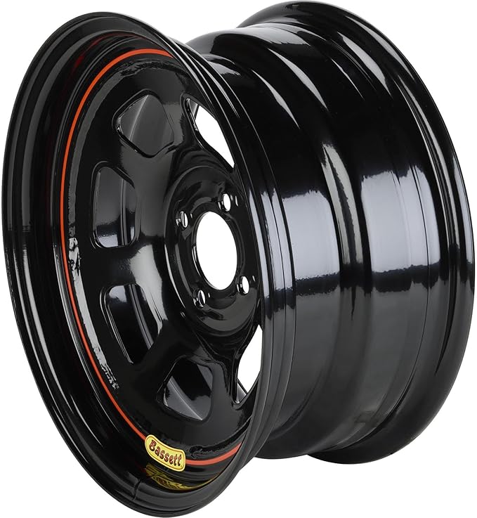 Bassett 15X7 DOT D-Hole 4x100 mm 4" BS Black Wheel w/Valve Stems