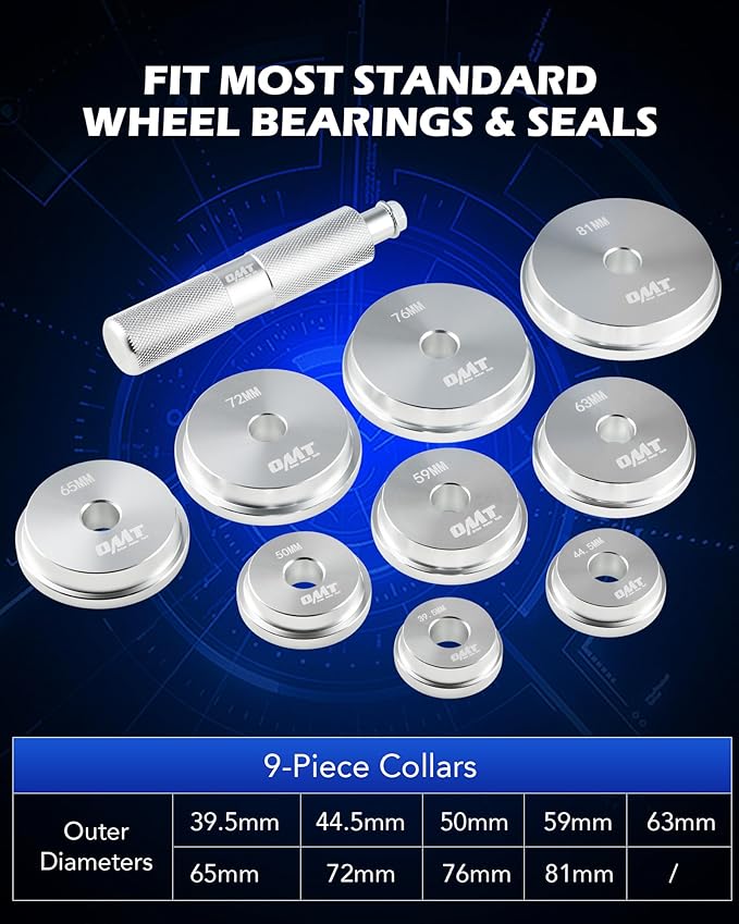 Orion Motor Tech Bearing Press Kit & Blind Hole Collet Bearing Race and Seal Puller Extractor Kit, 26pc Bearing Remover & Installer Kit with 10 Split Collets 9 Driver Discs, Bearing Puller Set