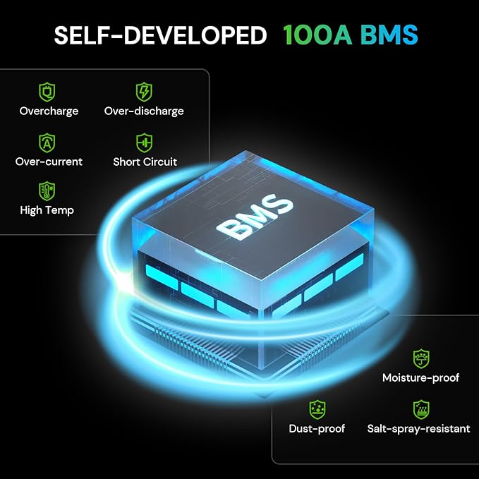 12V 100Ah LiFePO4 Battery BCI Group 31 Lithium Battery with Low-Temp Cut Off Protection, A+ Grade Cell Built-in 100A BMS, Perfect for RV, Solar System, Off-Grid, Home Energy Storage