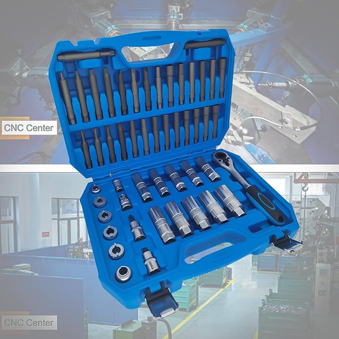 50PCS Drive Shock Absorber Tool Kit, Suspension Shock Absorber Strut Nut Removal Installation Tool Socket Wrench Kit Tribus Tools Set for All Vehicles