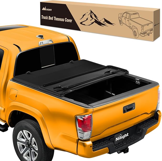 Nilight Soft Tri-fold Truck Bed Tonneau Cover Fits for Toyota Tacoma 2016 2017 2018 2019 2020 2021 2022 2023-5ft