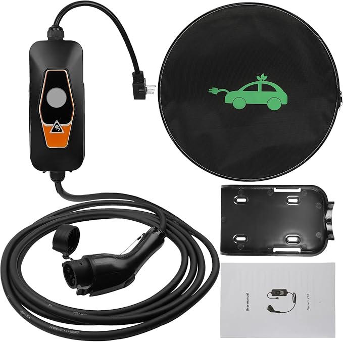 Portable EV Charger Level 2, 16Amp 240V, Electric Vehicle Charger with 16.5FT Cable, NEMA 6-20 Plug, Portable Electric Car Charger, Compatible with SAE J1772 Evs