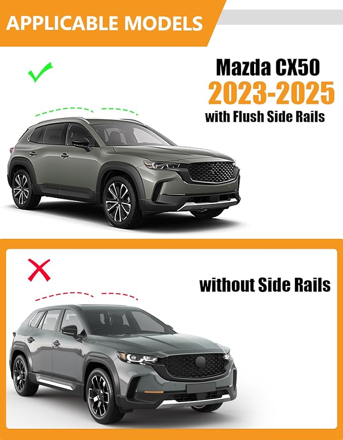 KINGGERI Roof Rack Cross Bars Compatible with Mazda CX50 CX-50 2023 2024 2025 2026, Lockable 220LBS Aluminum Roof Rails Crossbars Rooftop Cargo Basket Carrier Bag Luggage Rails