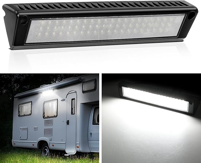 Nilight RV Exterior Lights 13 Inch Porch Light 1PC White Beam 12V 24V LED Scene Cargo Lighting Black Aluminum Housing for RVs Trailers Travel Campers 5th Wheels Motorhome SUV Truck