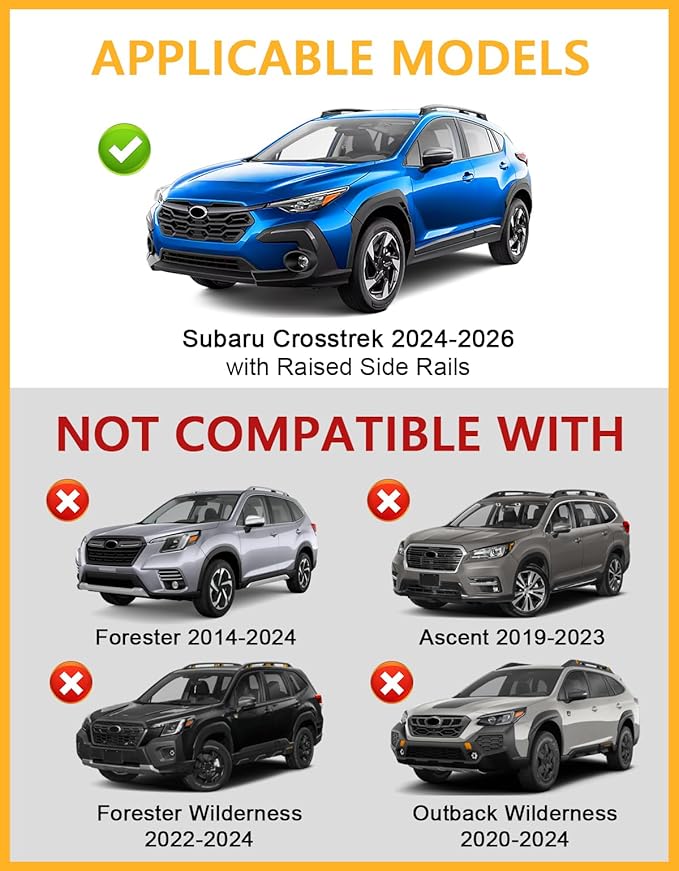 Tuyoung 300lbs Roof Rack Cross Bars Compatible with Subaru Crosstrek 2024 2025 2026 Limited/Premium/Sport (Not for Wilderness) with Side Rails, Lockable Aluminum Roof Crossbars Rooftop Luggage Racks