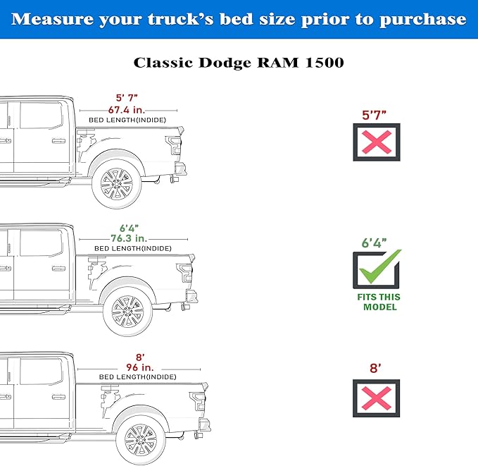 Hard Folding Truck Bed Tonneau Cover |HTF012|Fits 2009-2026 Dodge Ram 1500 6' 4" Bed Without Ram Box (76.3)