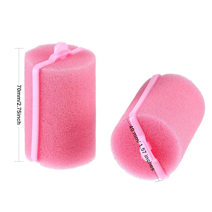 Geyoga 18 Pieces Sponge Hair Rollers Large Soft Foam Hair Styling Curlers Large Size Hairdressing Curlers for Women(Pink,1.6 x 2.8 Inches)