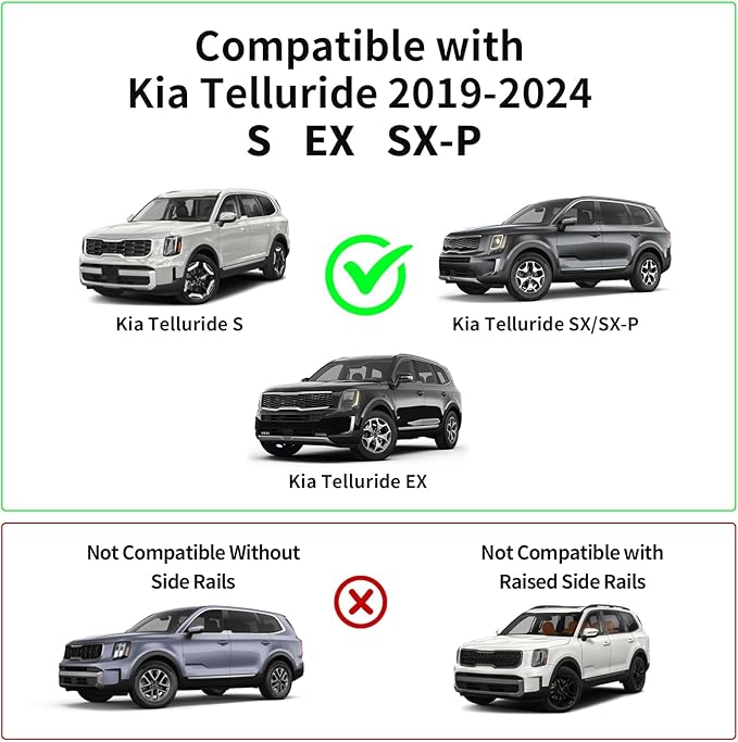 KINGGERI Roof Rack Cross Bars 260lbs Fit for Kia Telluride 2019 2020 2021 2022 2023 2024 2025 EX S SX SX-Prestige, Lockable Heavy Duty Aluminum Roof Rails Crossbars (Not for LX, X-Line or X-Pro)