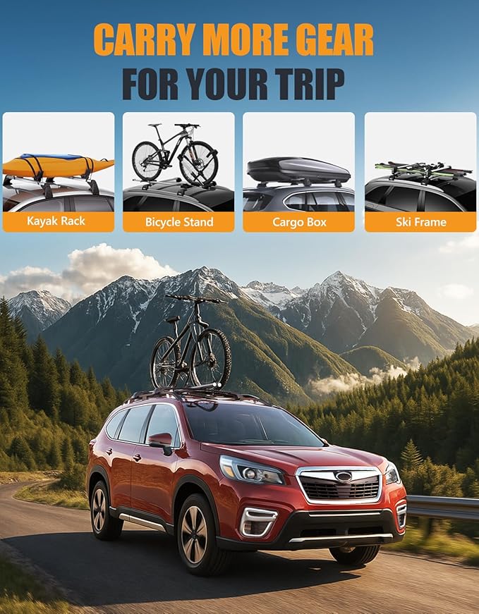 KINGGERI 300lbs Roof Rack Cross Bars Compatible with Subaru Forester 2014-2026 with Raised Side Rails (Not for Wilderness), Lockable Heavy Duty Aluminum Roof Rails Crossbars Luggage SUV Accessories