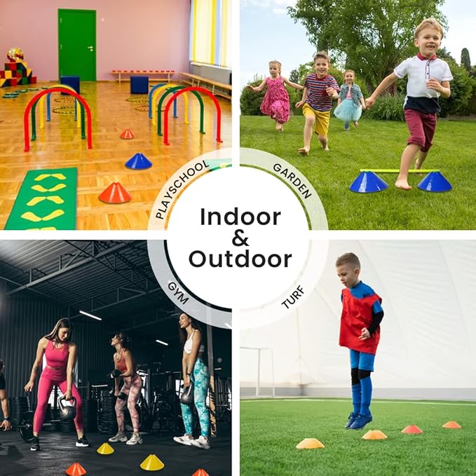 GSi Hurdle Training Cones | Multi Pack Sets | Dual Purpose Agility Cones with Holes | Ideal for Soccer, Kids, Dog, and Sports Training